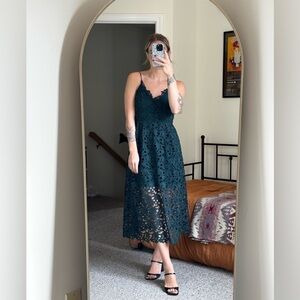ASTR The Label Lace A-Line Midi Dress Hunter Green